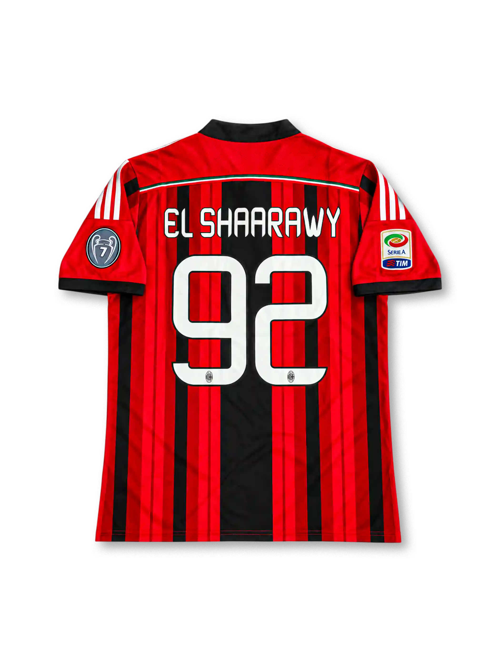 2014/15 ACミラン ホームユニフォーム エル・シャーラウィ92番 レッド ブラック 聖ゲオルギウス十字 Fly Emirates adidas