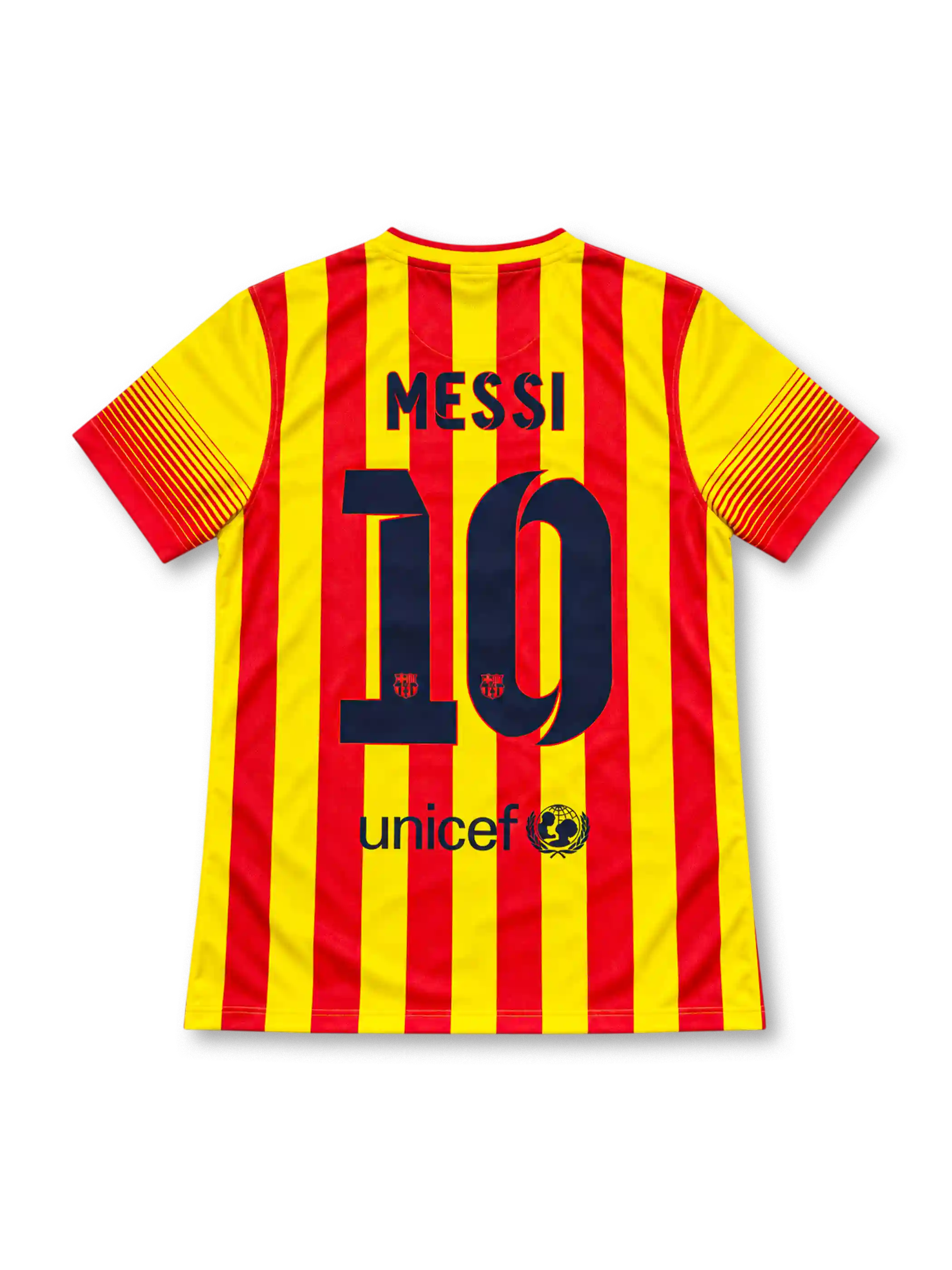 2013/14 FCバルセロナ アウェイユニフォーム メッシ10番 セニェラ イエロー レッド QATAR AIRWAYS Nike