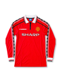 マンチェスター・ユナイテッド 1998/00 ホームユニフォーム 長袖 赤に白のジップ付きポロカラー SHARPロゴ ベッカム背番号7