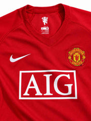07-08 NIKE マンU AIG ホームユニフォーム 赤 L マンチェスター・ユナイテッド 2007-08 ホーム ユニフォーム-KICKO