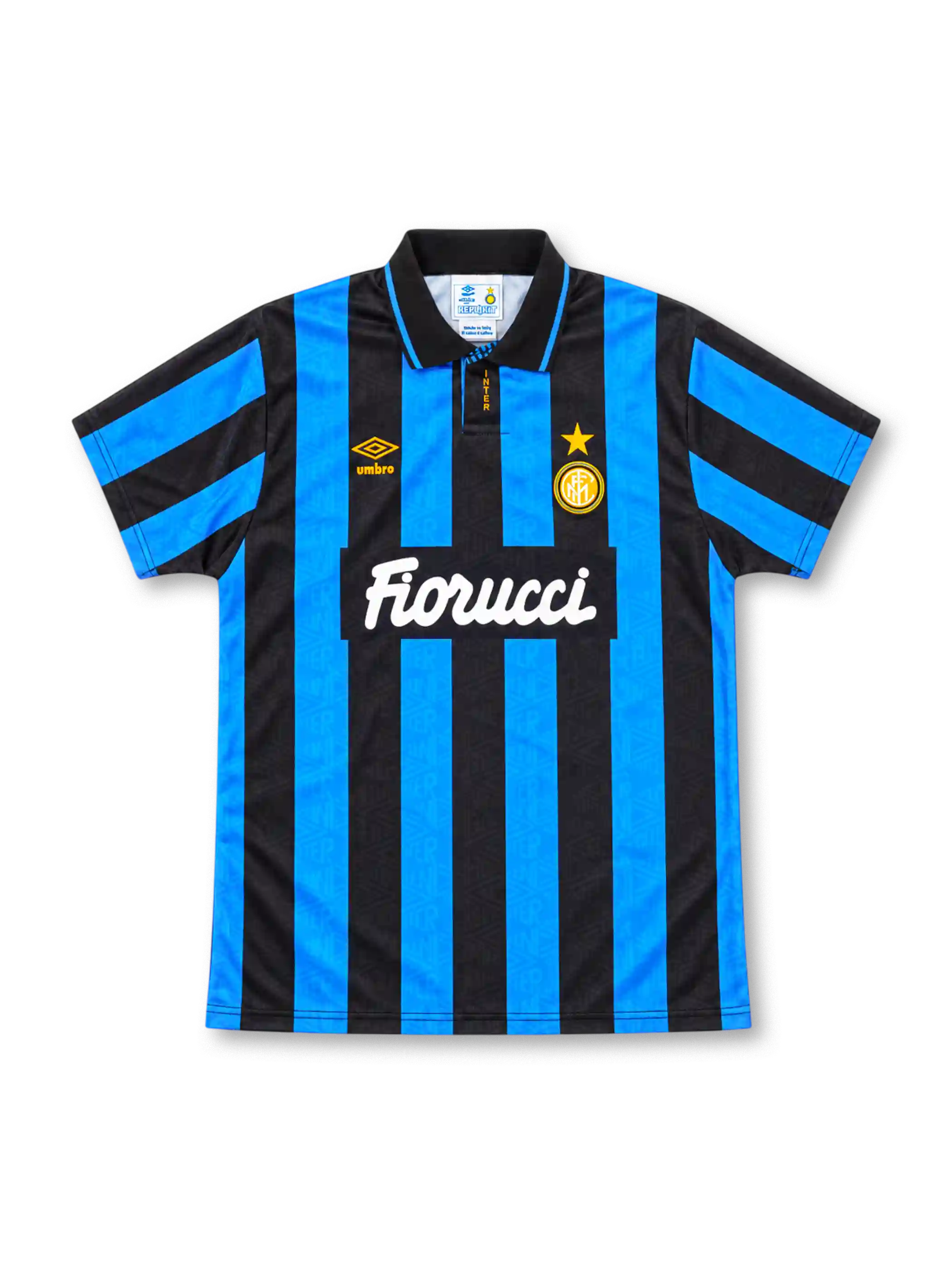 インテル 1992-94 ホーム ユニフォーム 青黒縦縞 ポロ襟 Fiorucci アンブロ