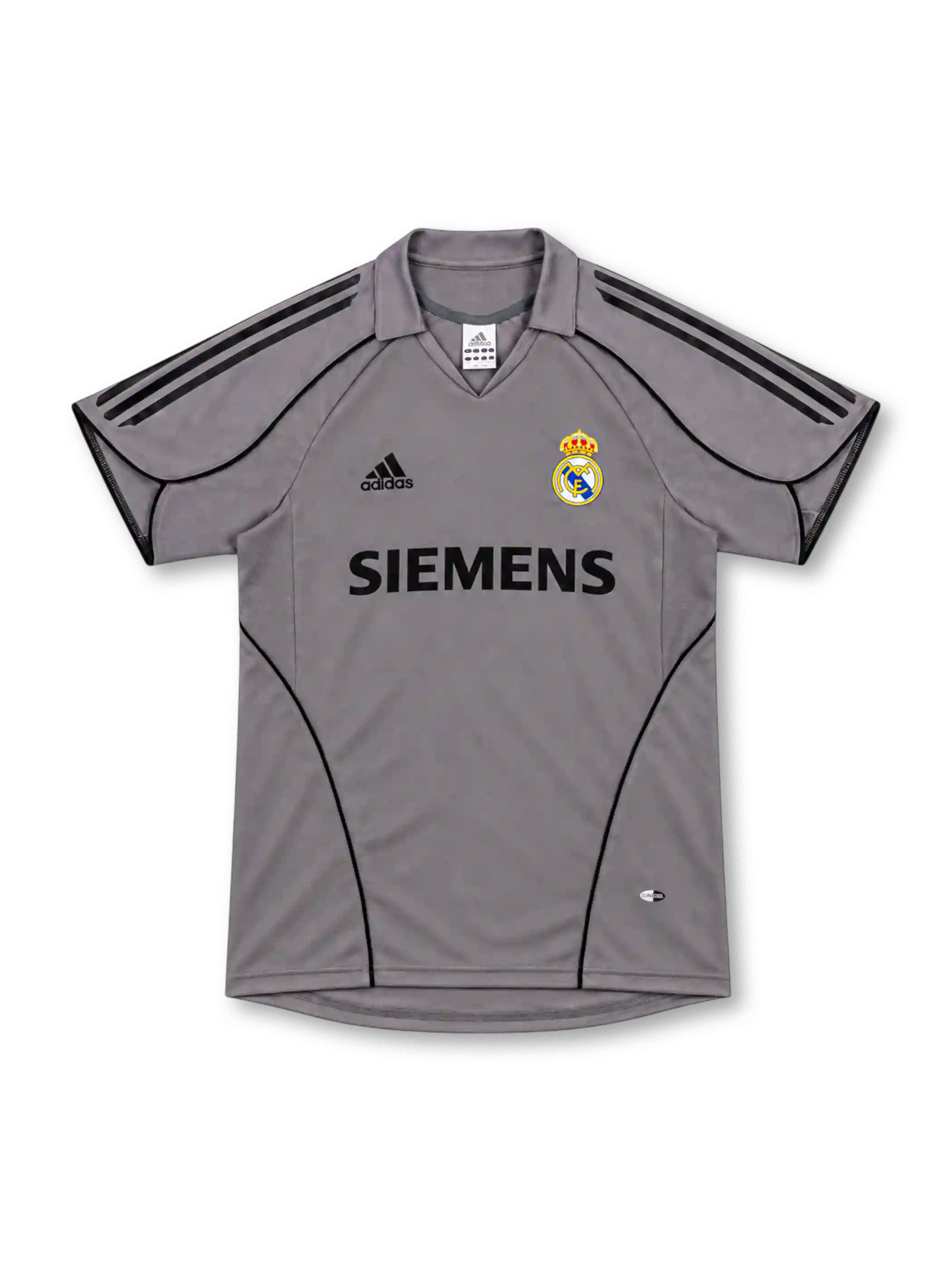レアル・マドリード 2005-06 サード ユニフォーム グレー ブラックパイピング ポロ襟 SIEMENS アディダス