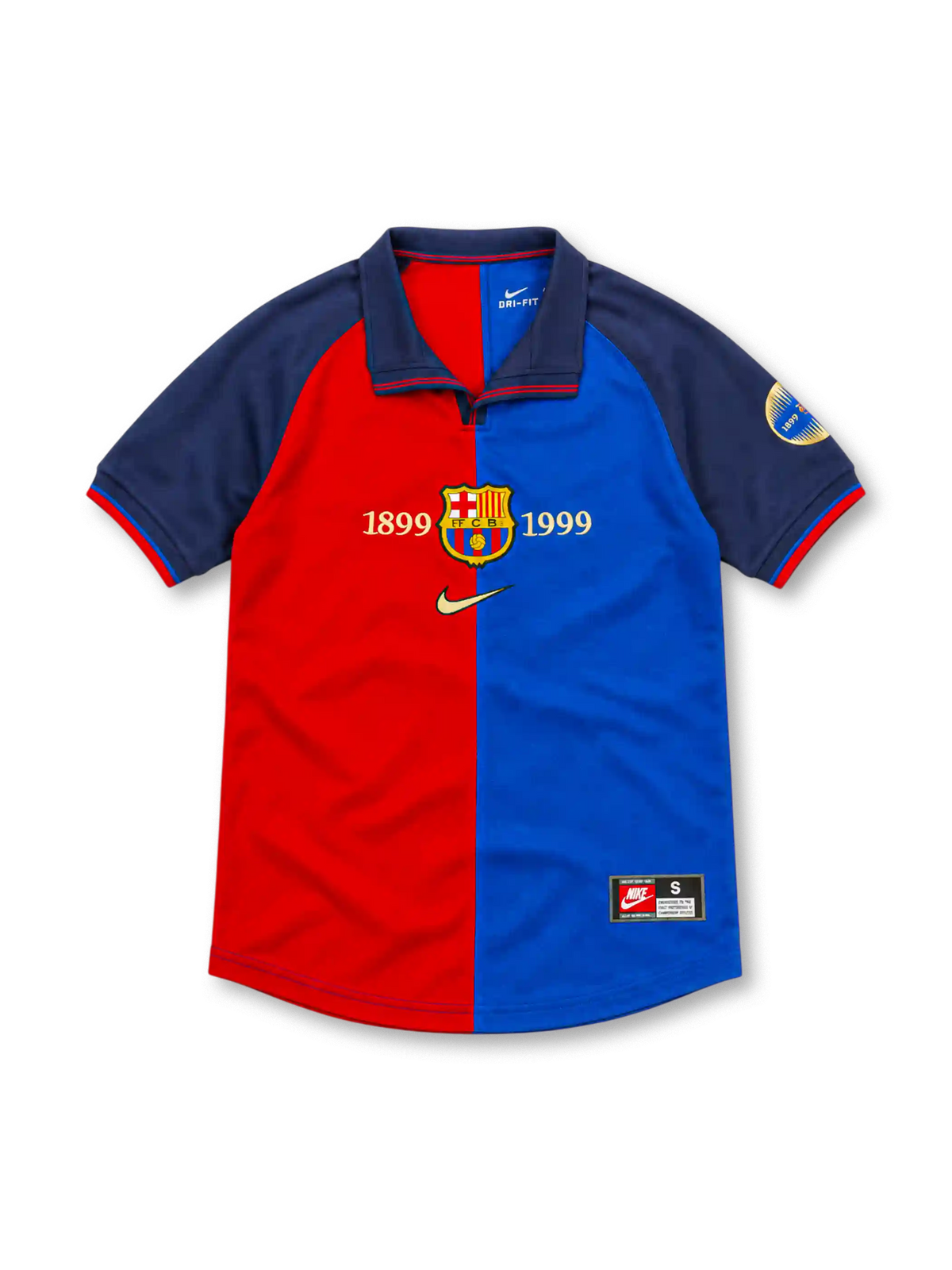 バルセロナ 1998-99 創立100周年記念 ホーム ユニフォーム レッド ブルー ハーフ＆ハーフ 1899-1999 ナイキ