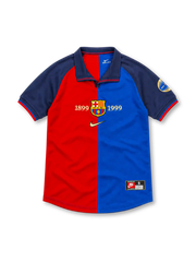バルセロナ 1998-99 創立100周年記念 ホーム ユニフォーム レッド ブルー ハーフ＆ハーフ 1899-1999 ナイキ
