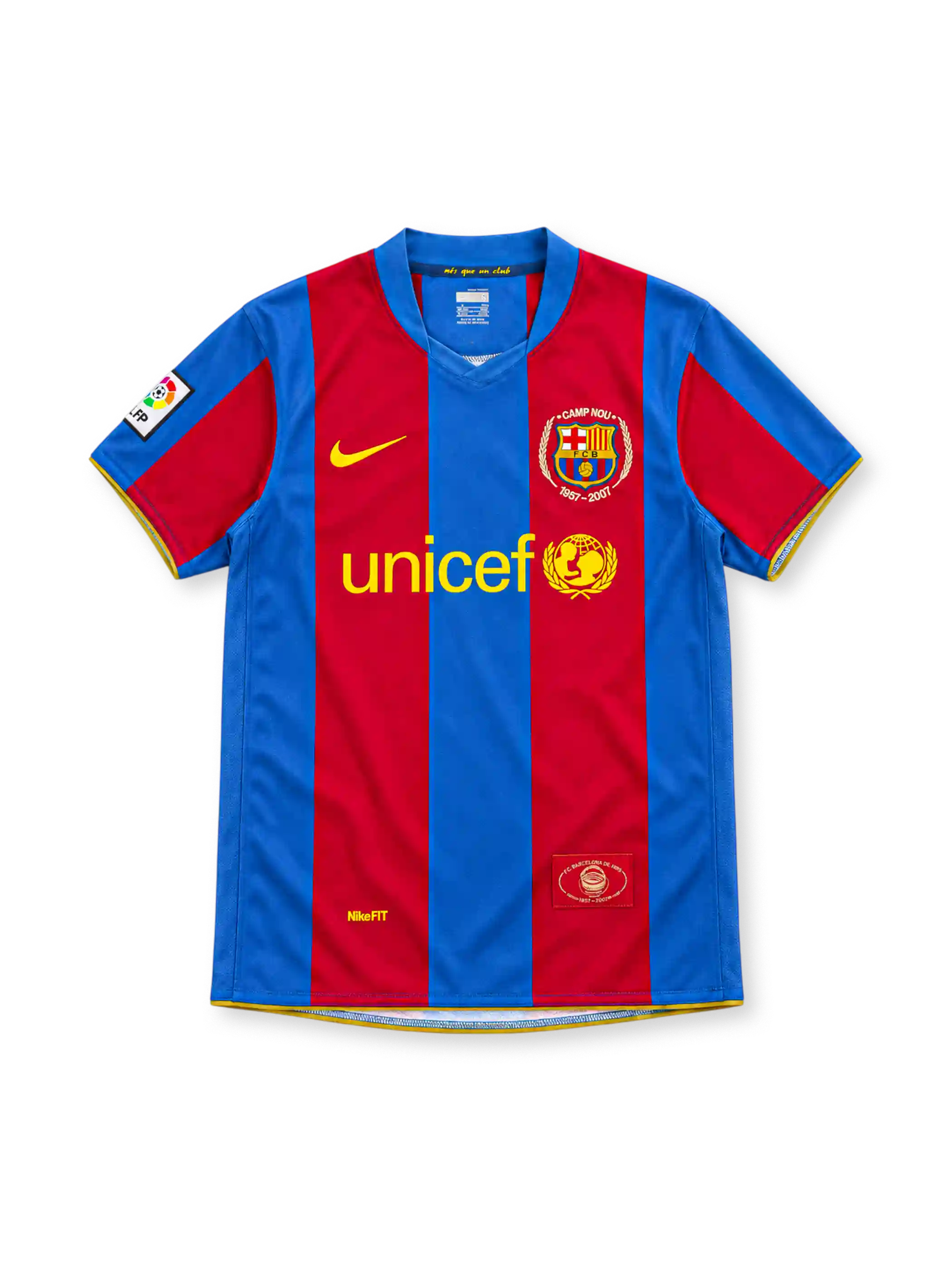 バルセロナ 2007-08 ホーム ユニフォーム ブルー レッド 縦縞 カンプ・ノウ50周年エンブレム unicef ナイキ