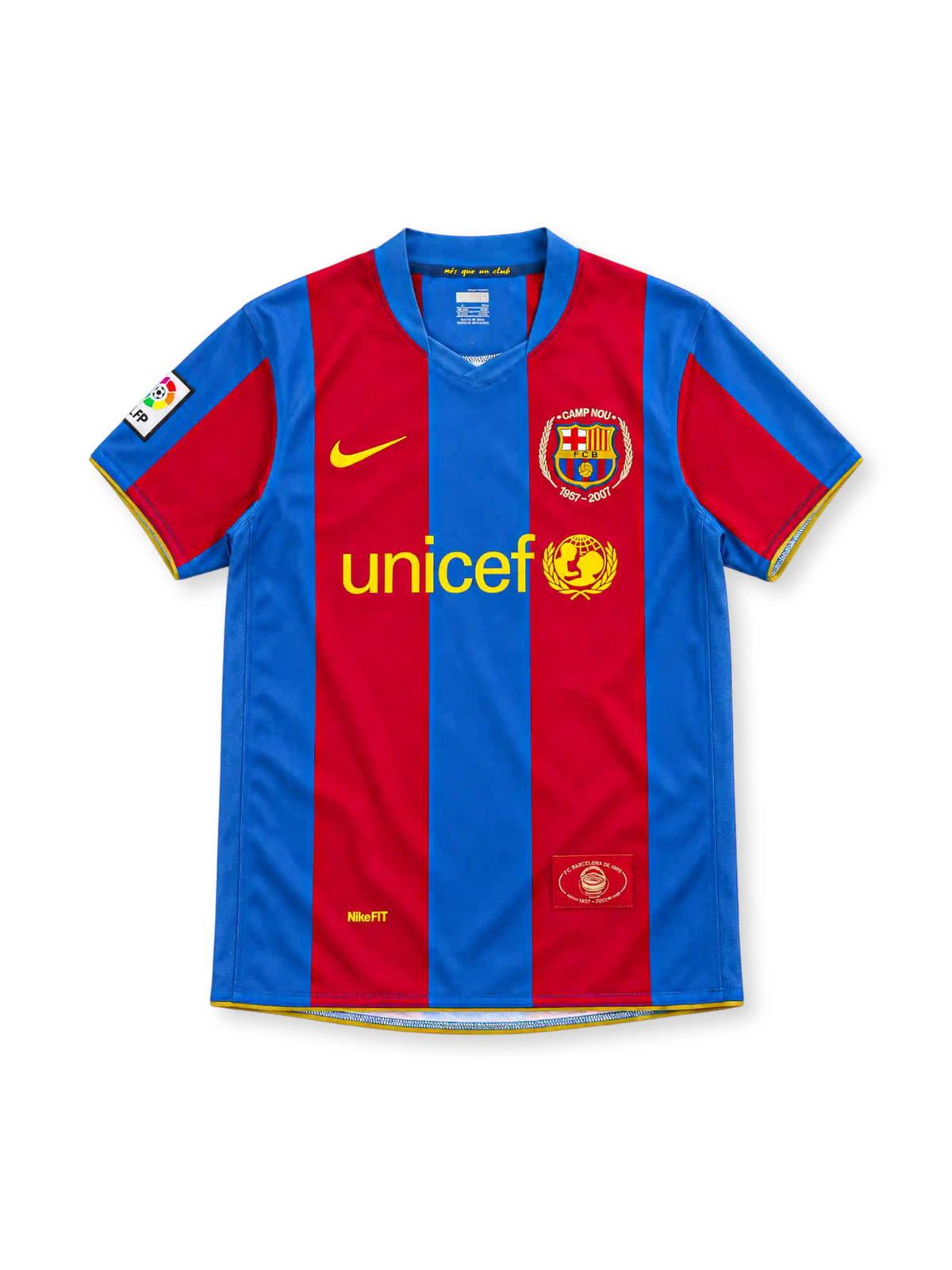 バルセロナ 2007-08 ホーム ユニフォーム ブルー レッド 縦縞 カンプ・ノウ50周年エンブレム unicef ナイキ