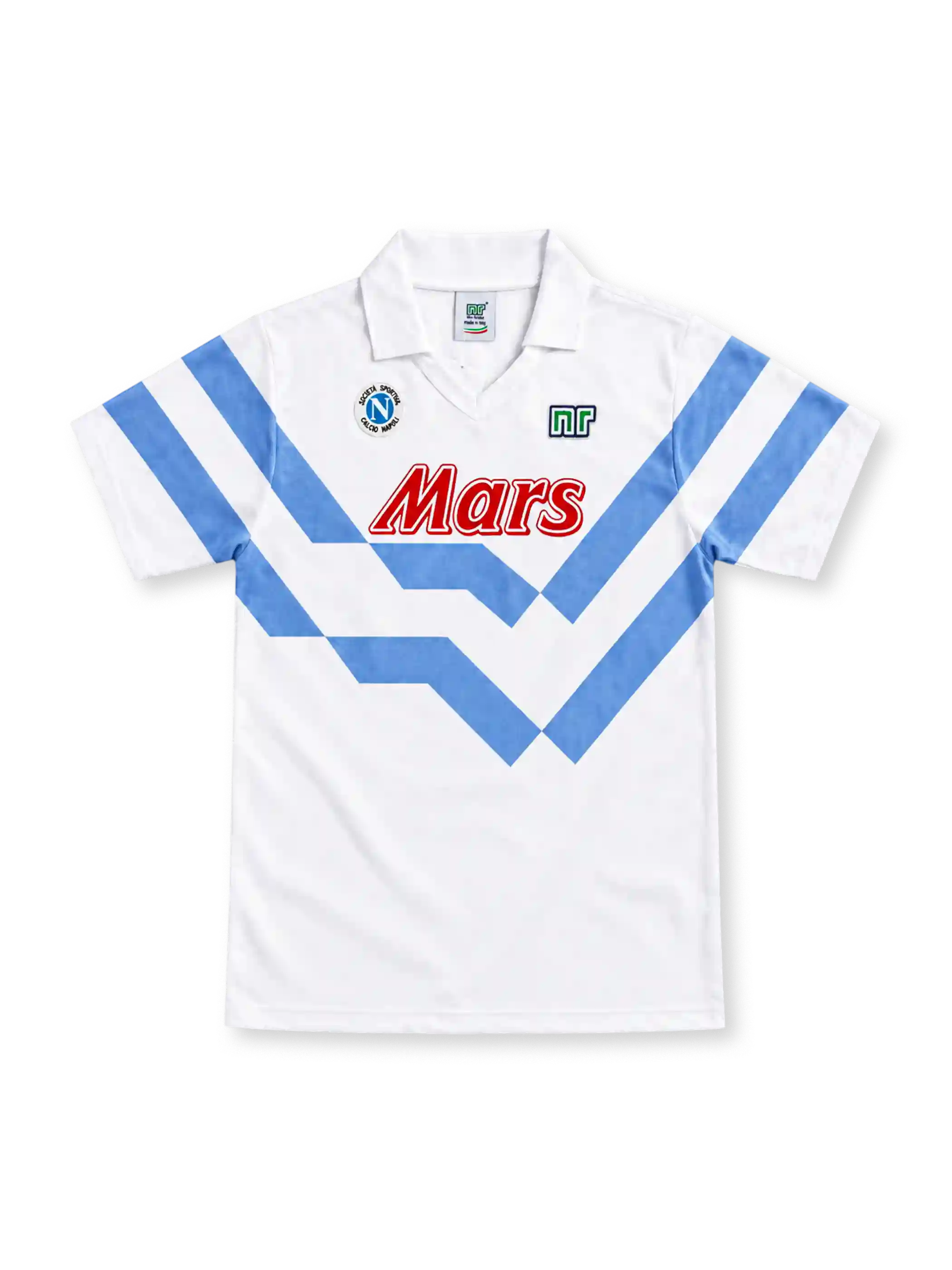 ナポリ 1989-90 アウェイ ユニフォーム ホワイト スカイブルー V字帯 ジョニーカラー Mars エンネレ