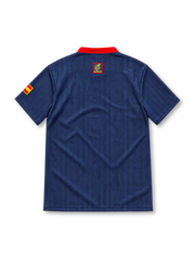 スペイン代表 1996 アウェイユニフォーム ネイビー 国旗カラーの縦ライン 赤のスタンドカラー アディダス製 ユーロ1996時代