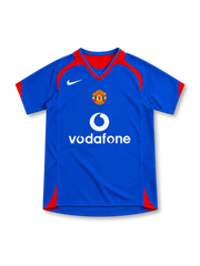 マンチェスター・ユナイテッド 2005/06 アウェイユニフォーム ロイヤルブルー 赤のヨーク 中央エンブレム ナイキ製 vodafoneスポンサー