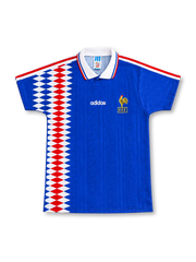 1994 フランス代表 ホーム adidas製 青地の左側に赤白青の菱形パターンが入ったレトロサッカーユニフォーム