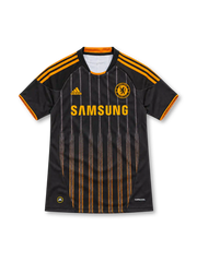 10/11 チェルシー アウェイ adidas製 黒地にオレンジの縦ピンストライプとSAMSUNGロゴが入ったレトロサッカーユニフォーム