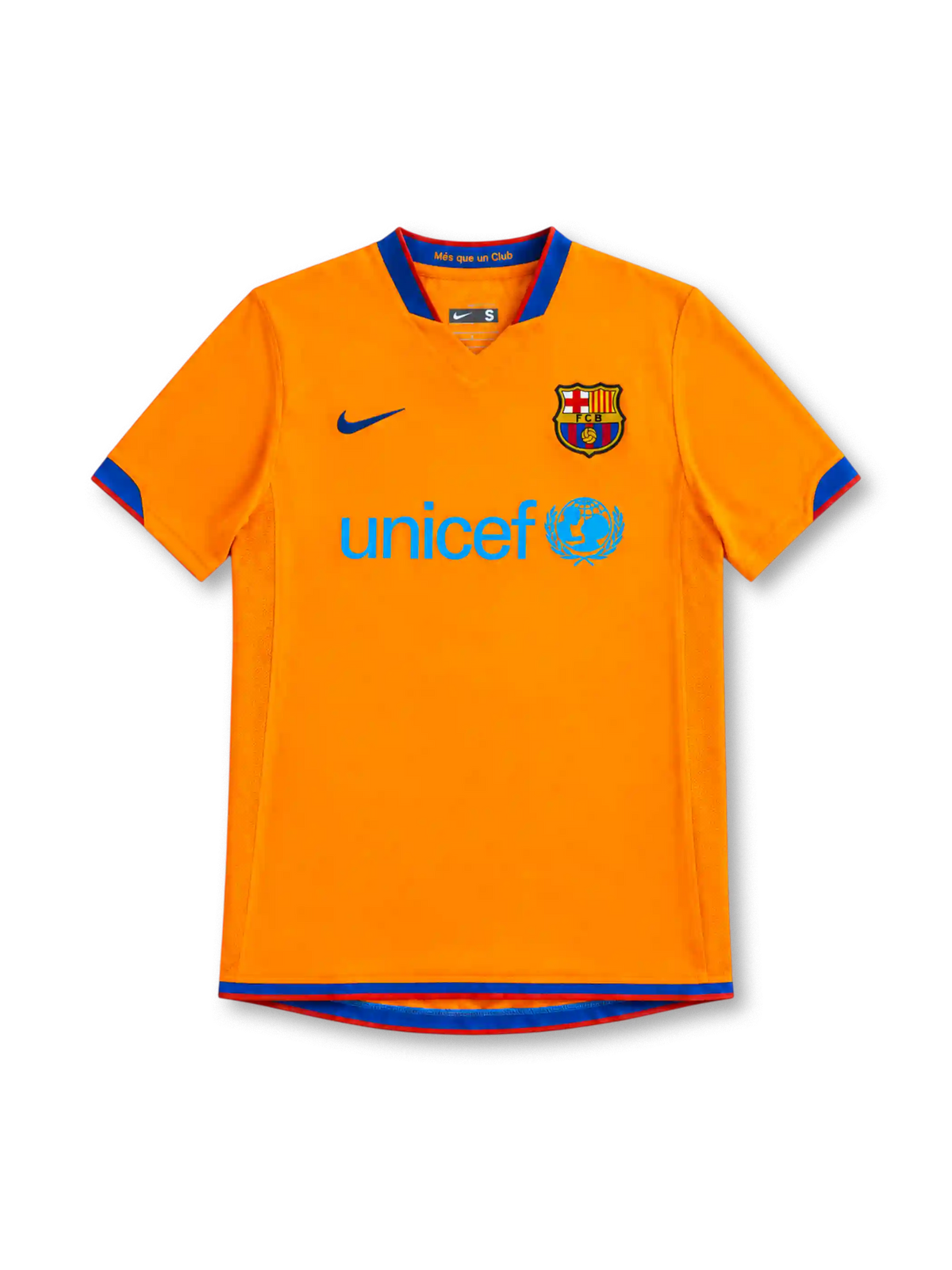 FCバルセロナ 2006/07 アウェイユニフォーム オレンジ ブラウグラナの襟と袖口 ナイキ製 unicefロゴ