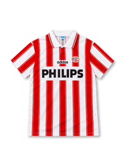 PSV 1994/95 ホームユニフォーム 赤と白の縦縞 ピンストライプ 白のポロ襟 アディダス製 PHILIPSスポンサー