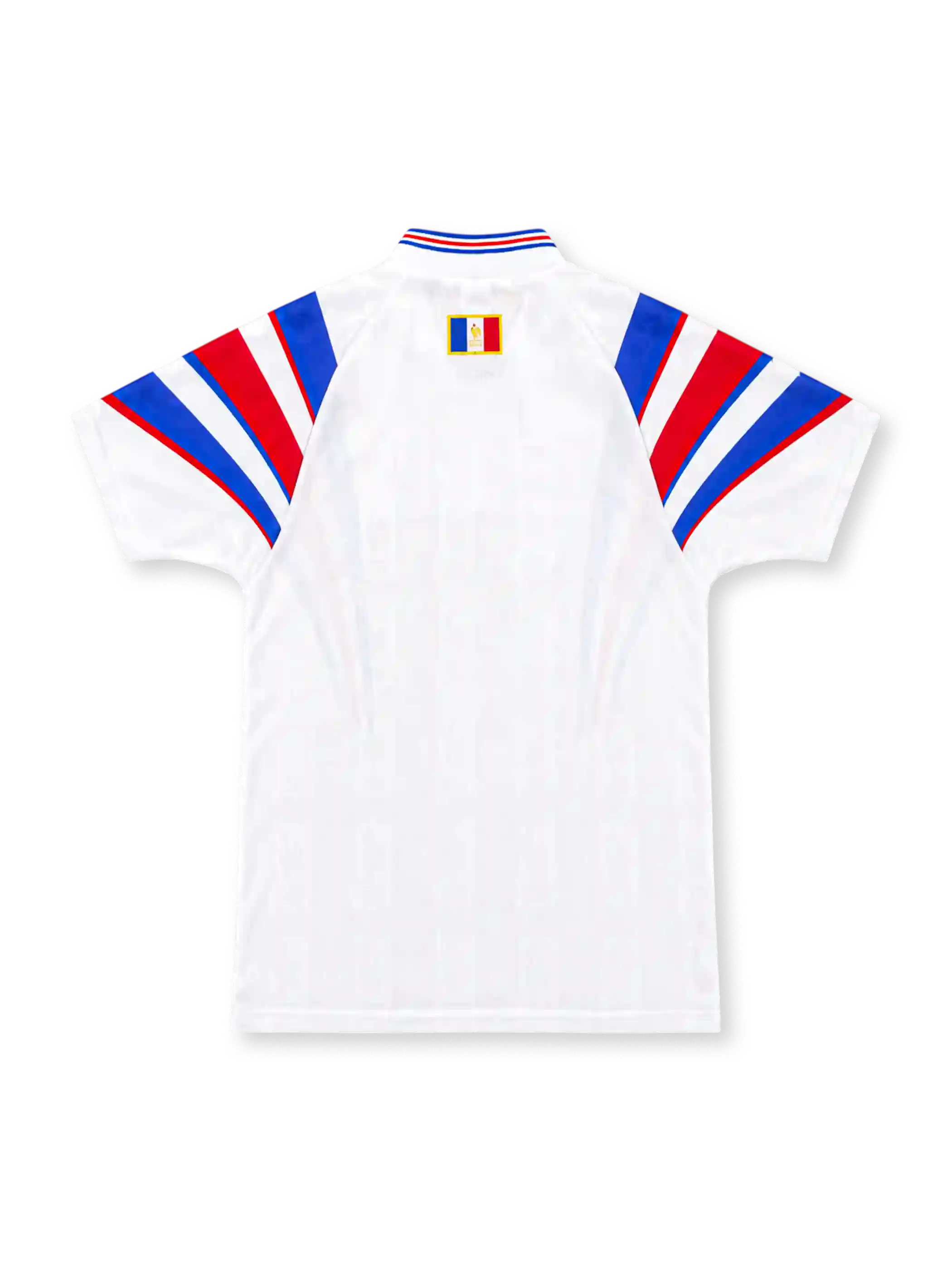 フランス代表 1996 アウェイユニフォーム ホワイト 青と赤のウェーブライン トリコロールのVネック アディダス製 ユーロ1996時代