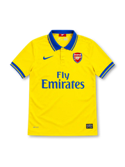 アーセナル 2013/14 アウェイユニフォーム イエロー ブルーのポロ襟 ナイキ製 Fly Emiratesスポンサー