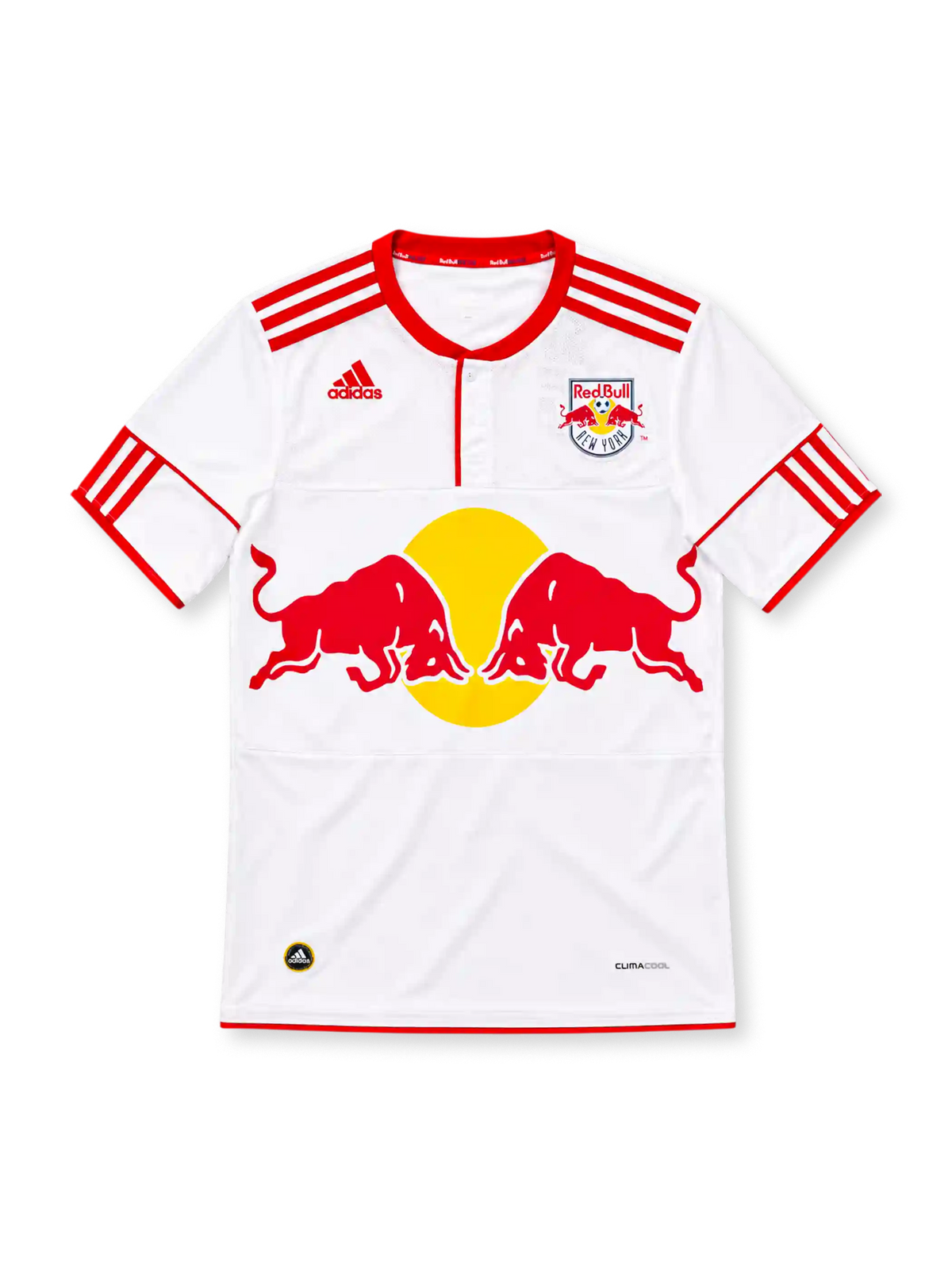 2010 ニューヨーク・レッドブルズ ホーム adidas製 胸に2頭の赤い牛のロゴが入った白いレトロサッカーユニフォーム
