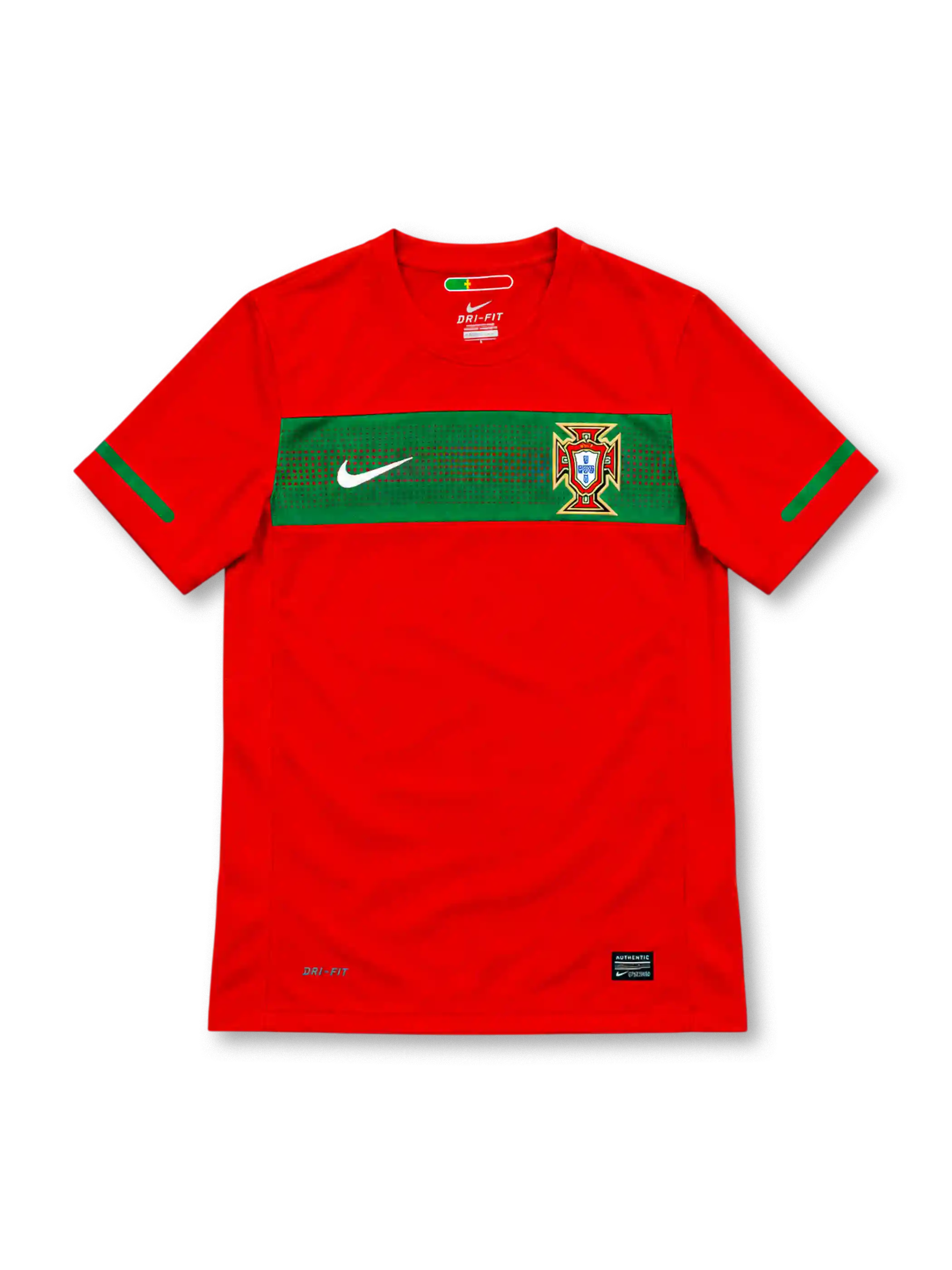 ポルトガル代表 2010 ホームユニフォーム レッド 緑の胸帯 FPFエンブレム ナイキ製 南アフリカW杯モデル