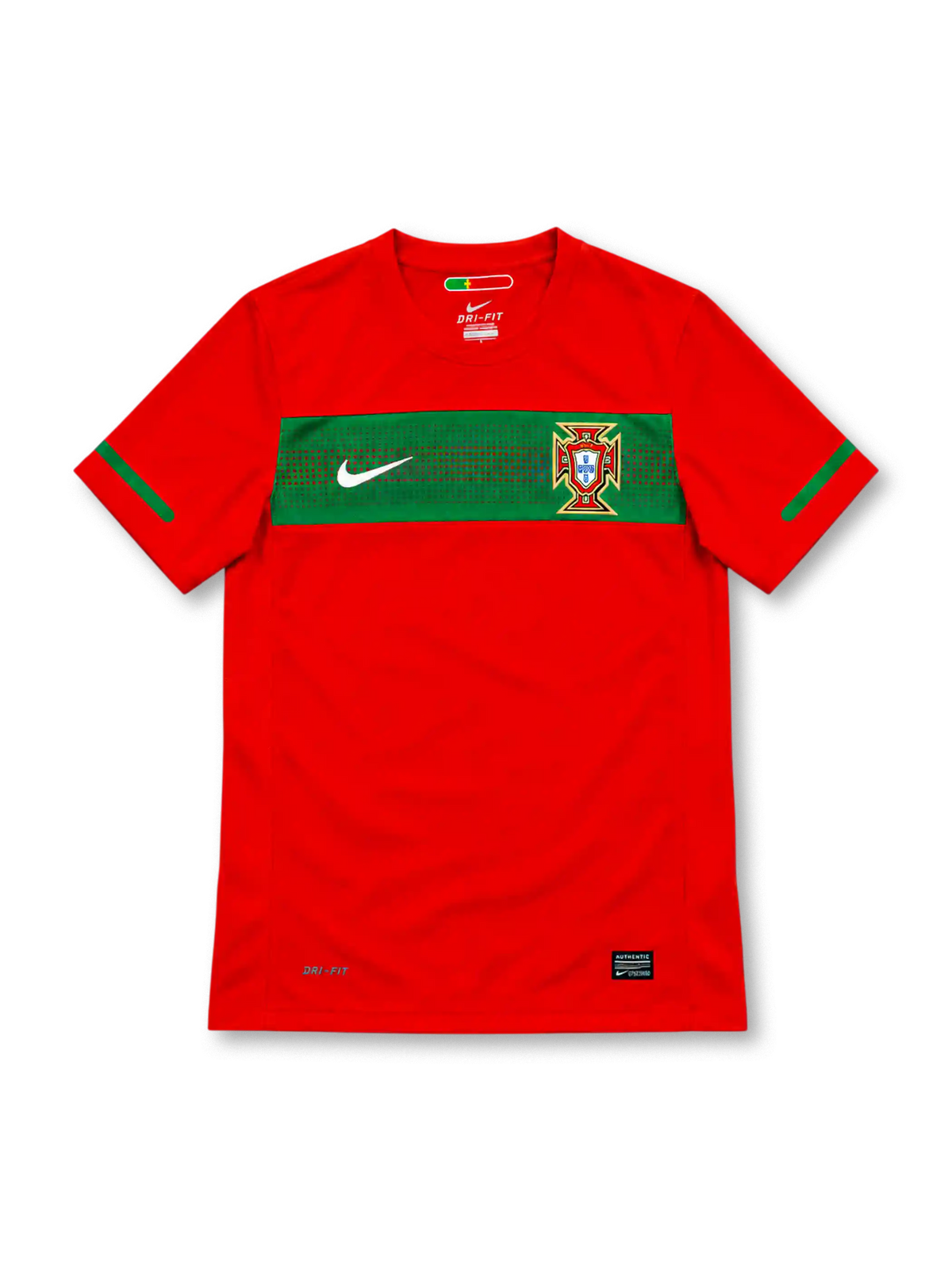 ポルトガル代表 2010 ホームユニフォーム レッド 緑の胸帯 FPFエンブレム ナイキ製 南アフリカW杯モデル