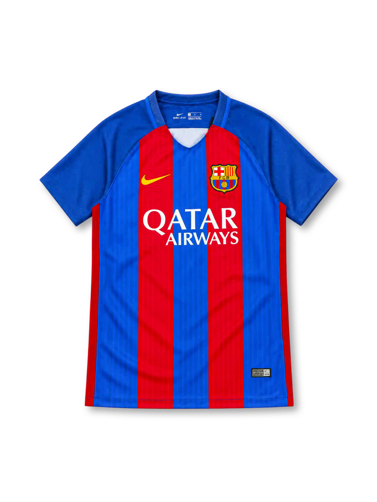 FCバルセロナ 2016/17 ホームユニフォーム ブラウグラナの縦縞 金色のスウッシュ ナイキ製 QATAR AIRWAYSスポンサー
