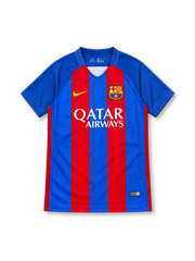FCバルセロナ 2016/17 ホームユニフォーム ブラウグラナの縦縞 金色のスウッシュ ナイキ製 QATAR AIRWAYSスポンサー