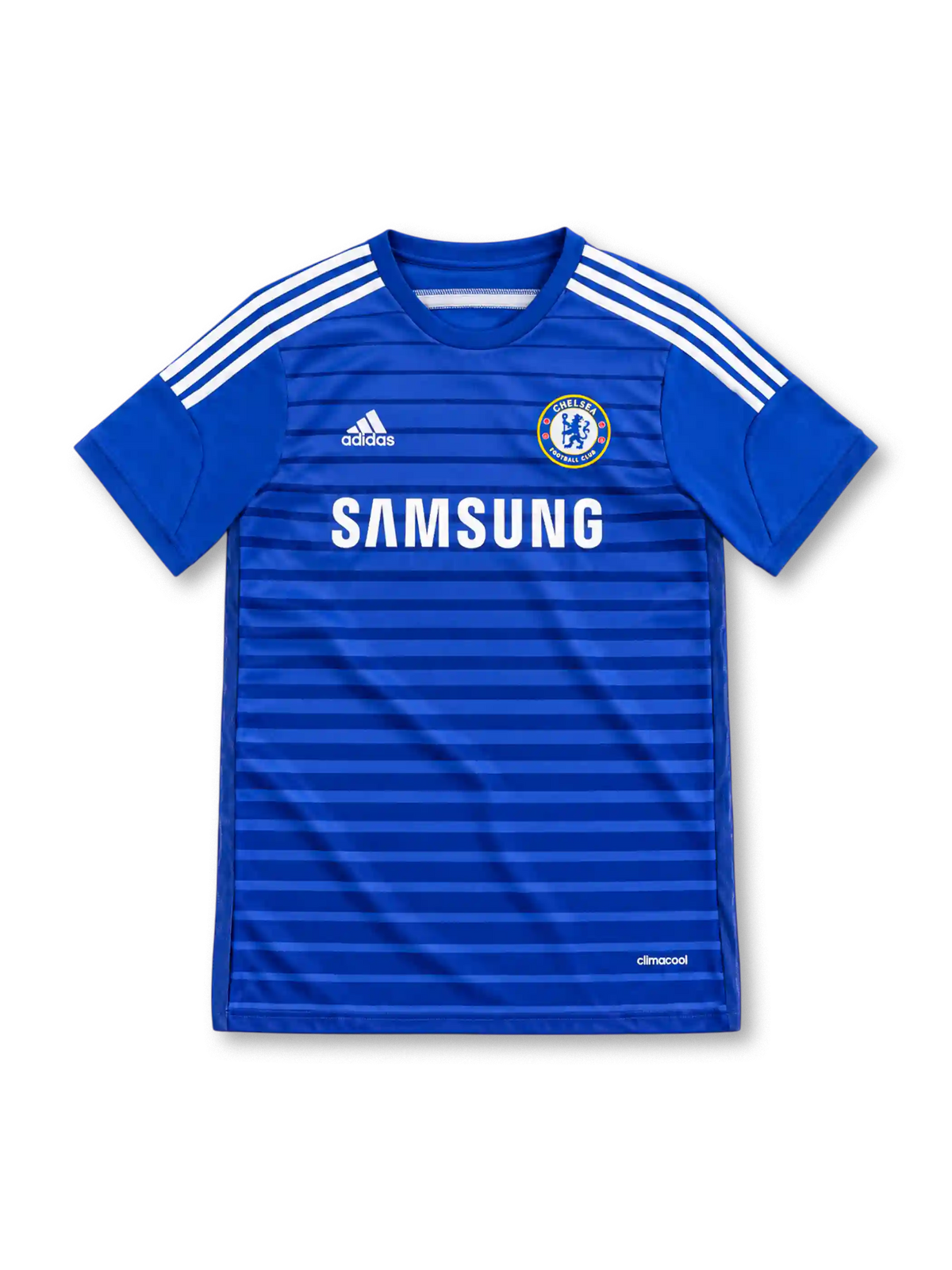 チェルシー 2014/15 ホームユニフォーム ロイヤルブルー 濃淡の横縞 白のスリーストライプ アディダス製 SAMSUNGスポンサー