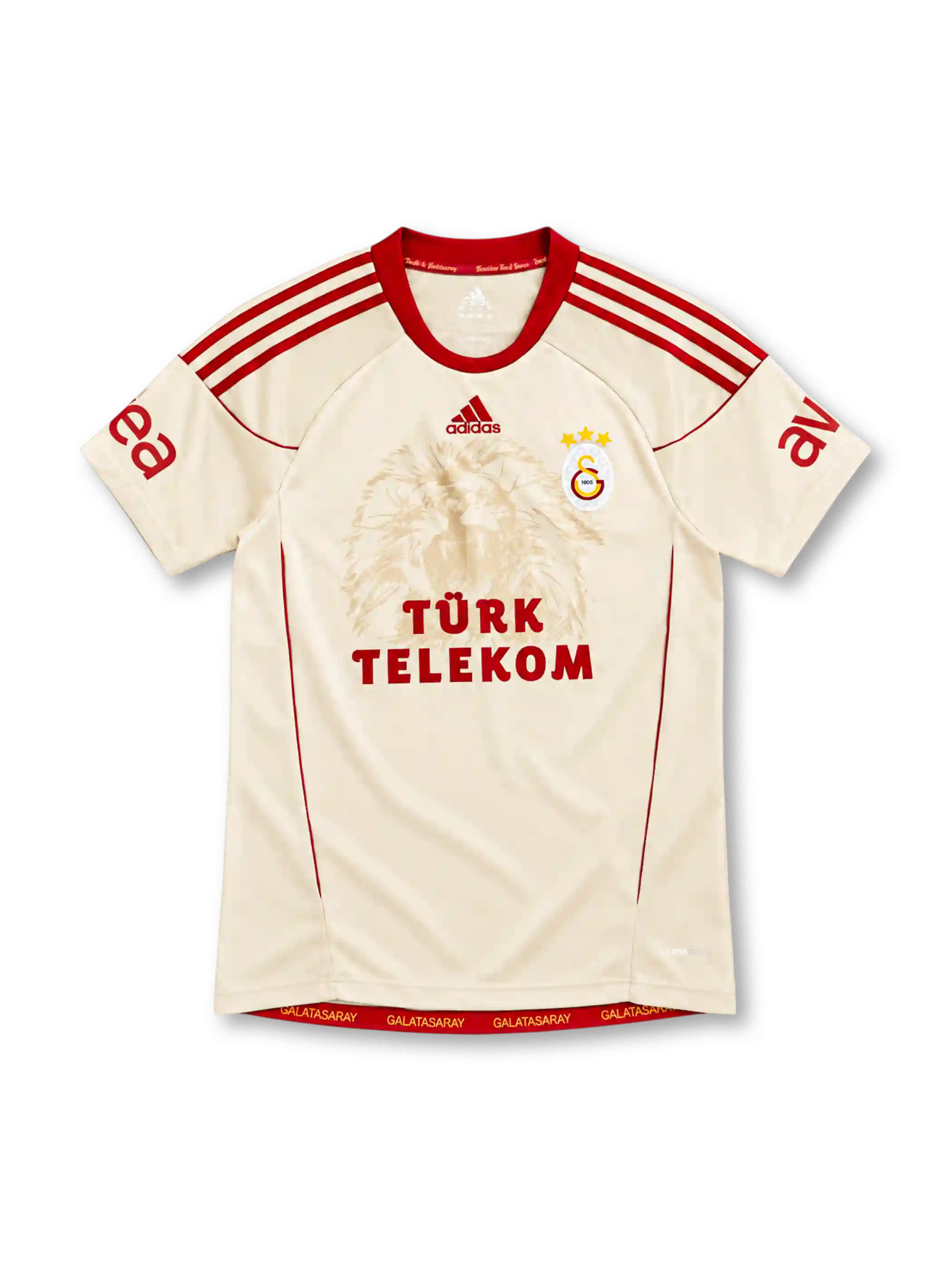 ガラタサライ 2010/11 アウェイユニフォーム クリーム 獅子の透かし柄 赤のスリーストライプ アディダス製 TÜRK TELEKOMスポンサー