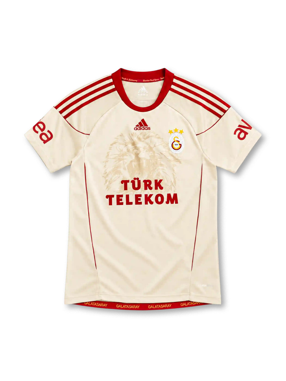 ガラタサライ 2010/11 アウェイユニフォーム クリーム 獅子の透かし柄 赤のスリーストライプ アディダス製 TÜRK TELEKOMスポンサー