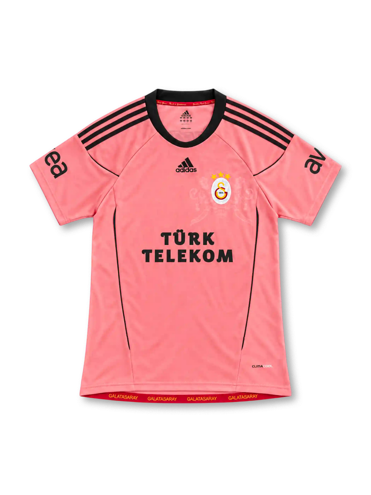 ガラタサライ 2010/11 サードユニフォーム ピンク 黒のスリーストライプ 紋章柄の透かし アディダス製 TÜRK TELEKOMスポンサー
