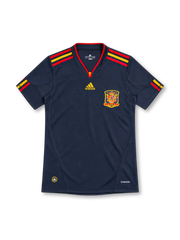 2010 スペイン代表 アウェイ adidas製 赤と黄のラインが入ったネイビーのレトロサッカーユニフォーム