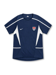 2002 アメリカ代表 アウェイ Nike製 白のラインとメッシュパネルが入ったネイビーのレトロサッカーユニフォーム