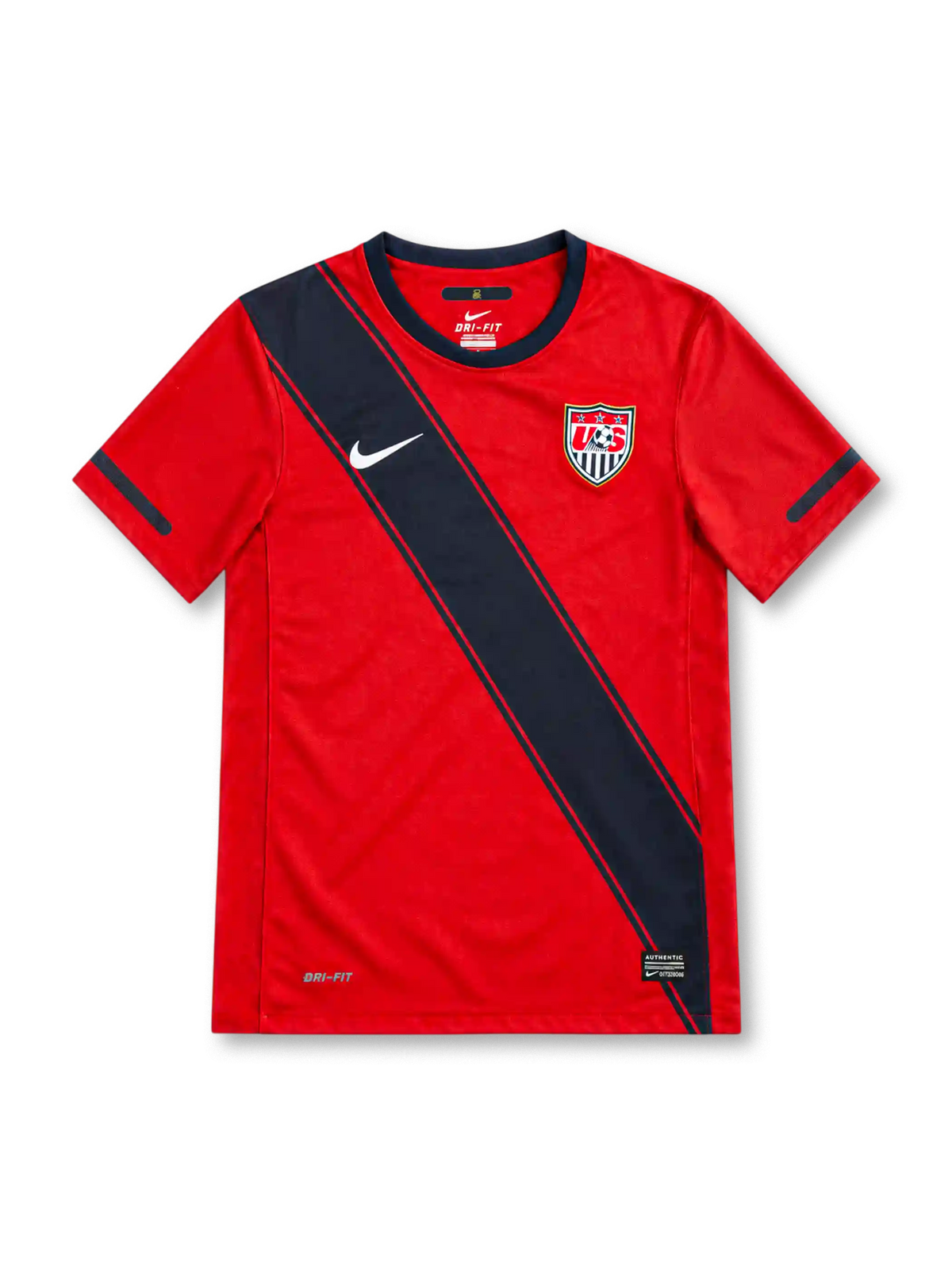 2011 アメリカ代表 アウェイ Nike製 斜めの紺のサッシュが入った赤いレトロサッカーユニフォーム