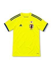 2014 日本代表 アウェイ adidas製 ネイビーのラインが入った蛍光イエローのレトロサッカーユニフォーム