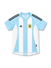 2002 アルゼンチン代表 ホーム adidas製 水色と白の縦縞と黒い肩ラインが入ったレトロサッカーユニフォーム
