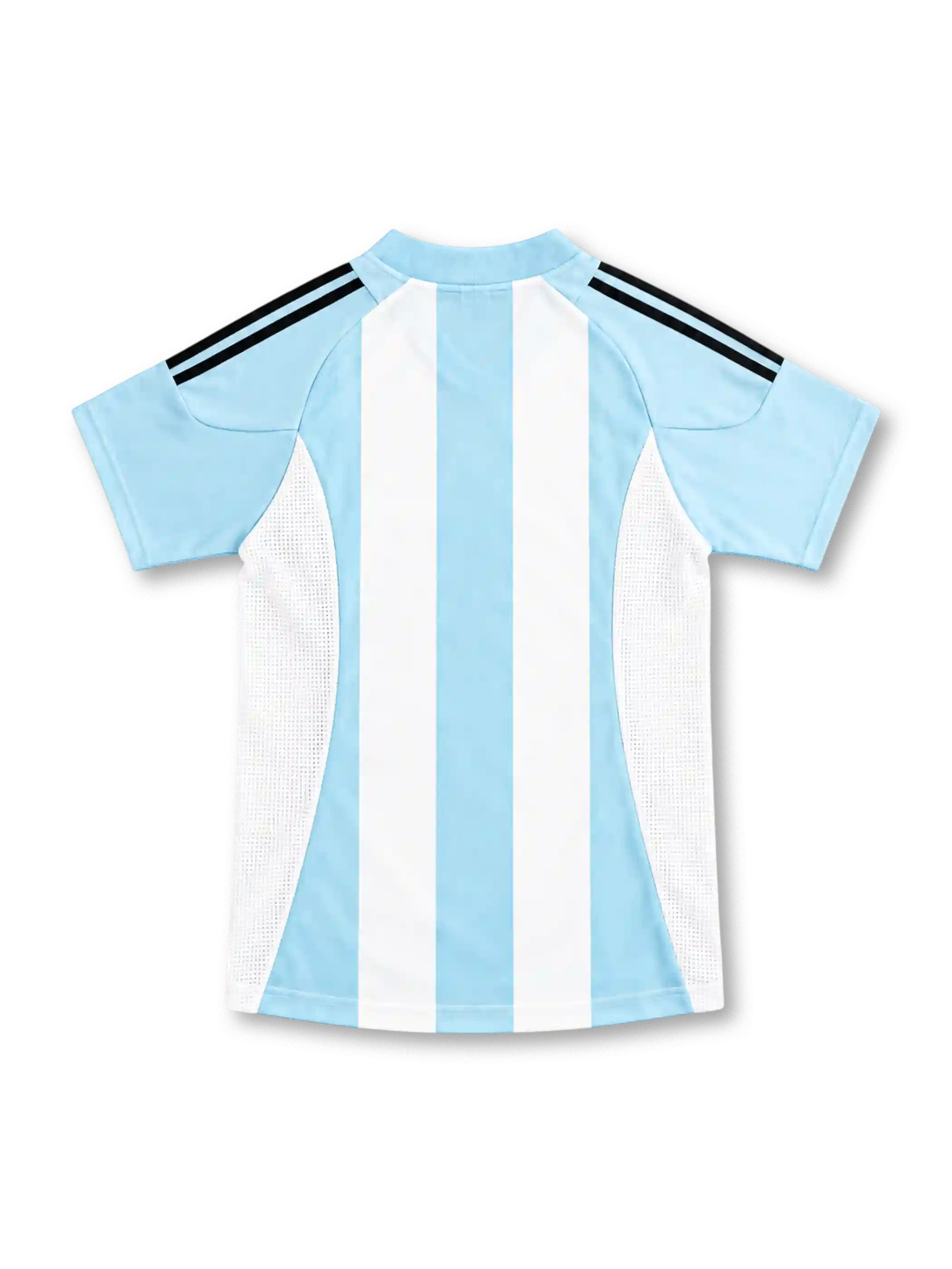 2002 アルゼンチン代表 ホーム adidas製 水色と白の縦縞と黒い肩ラインが入ったレトロサッカーユニフォーム