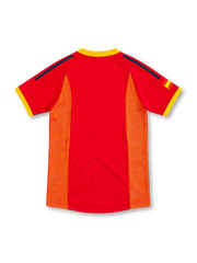 2002 スペイン代表 ホーム adidas製 黄色の丸首とドット状パネルが入った赤いレトロサッカーユニフォーム