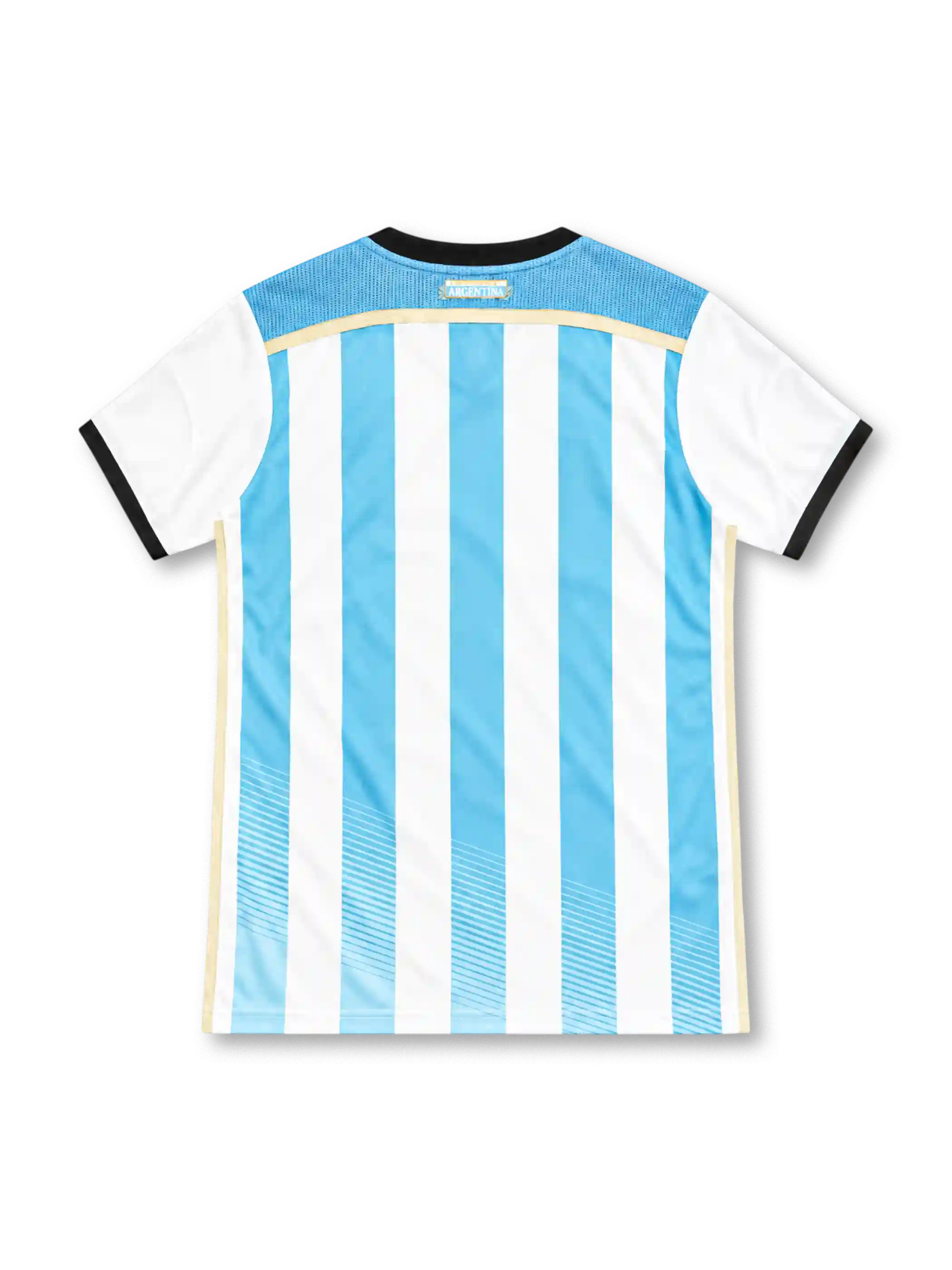 2014 アルゼンチン代表 ホーム adidas製 水色と白の縦縞と黒い襟が入ったレトロサッカーユニフォーム