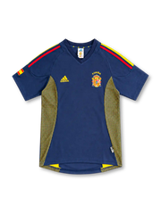 2002 スペイン代表 サード adidas製 黄色と赤の肩ラインとドット状パネルが入ったネイビーのレトロサッカーユニフォーム