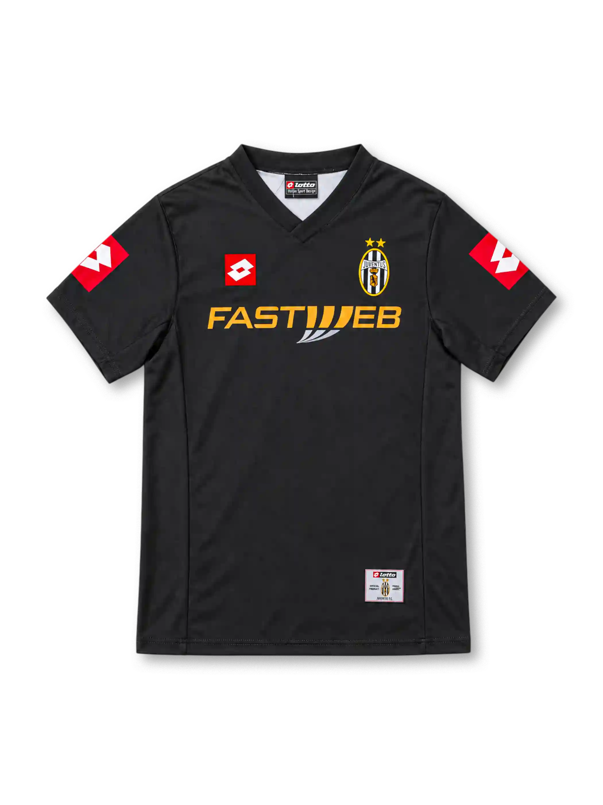 ユヴェントス 2001/02 アウェイユニフォーム ブラック Vネック 袖の赤いロゴ ロット製 FASTWEBスポンサー