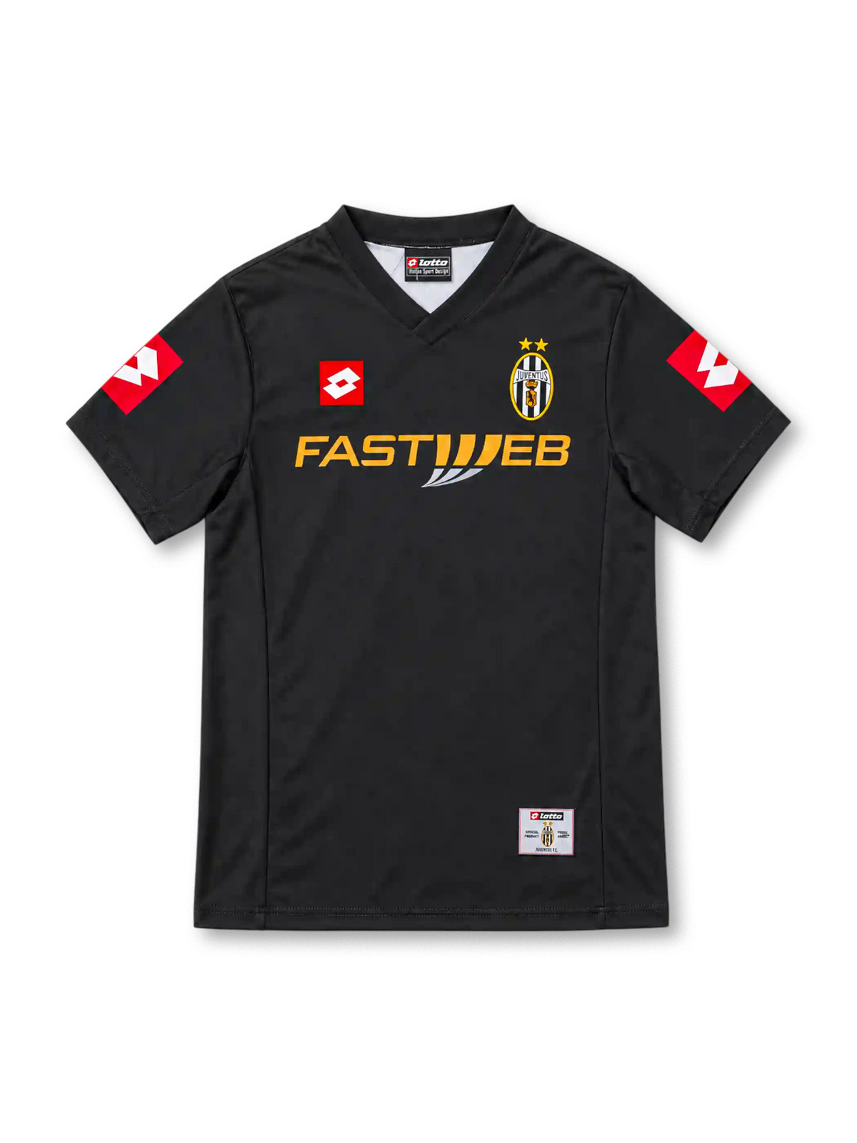 ユヴェントス 2001/02 アウェイユニフォーム ブラック Vネック 袖の赤いロゴ ロット製 FASTWEBスポンサー