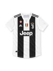 18/19 ユヴェントス ホーム adidas製 胸に2本の太い黒縞とJeepロゴが入った選手版のレトロサッカーユニフォーム