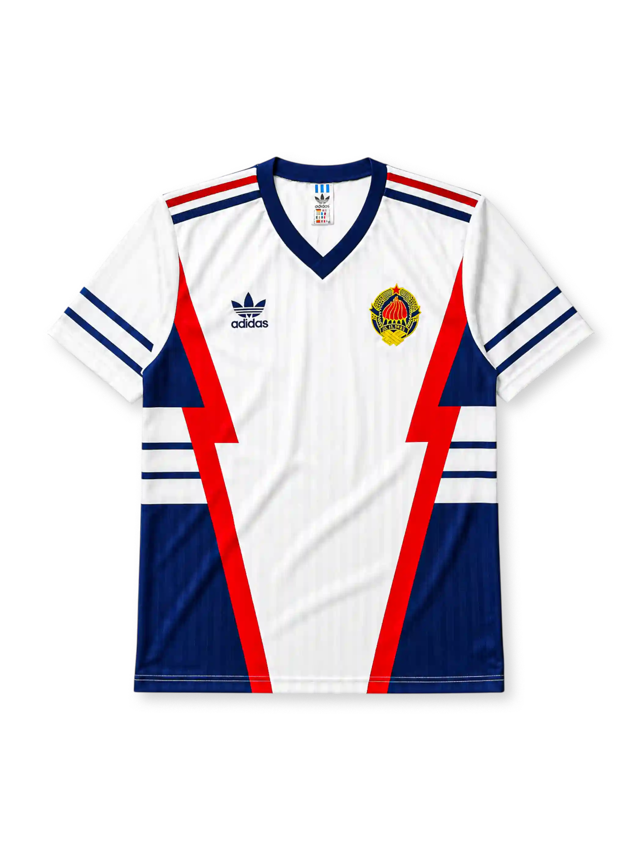 ユーゴスラビア代表 1990年イタリアW杯 アウェイジャージ(ホワイト×レッド×ネイビー、adidas)