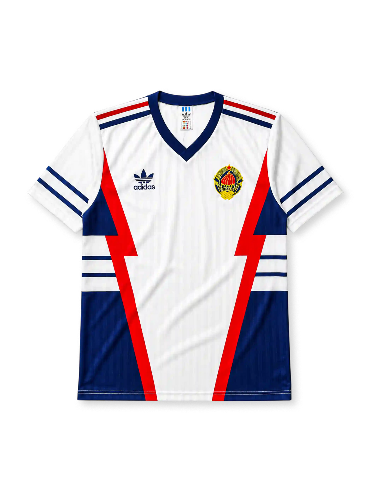 ユーゴスラビア代表 1990年イタリアW杯 アウェイジャージ(ホワイト×レッド×ネイビー、adidas)