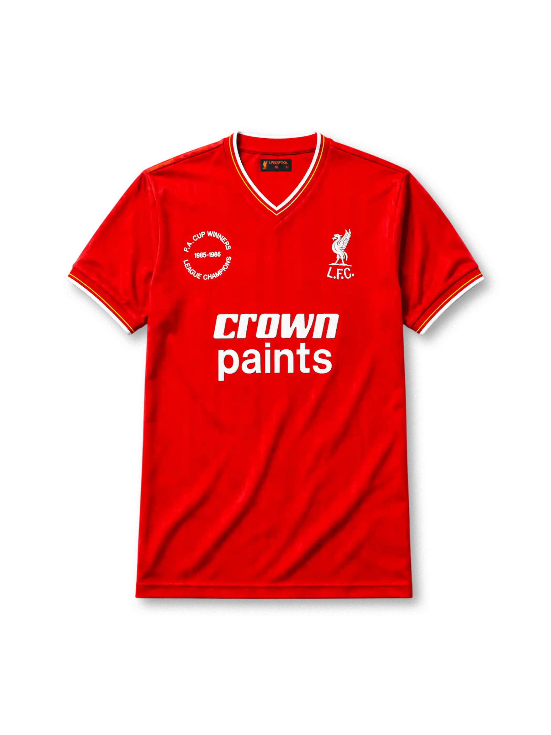 リヴァプールFC 1985/86シーズン ホームシャツ(Crown Paints、二冠達成記念バッジ付き)