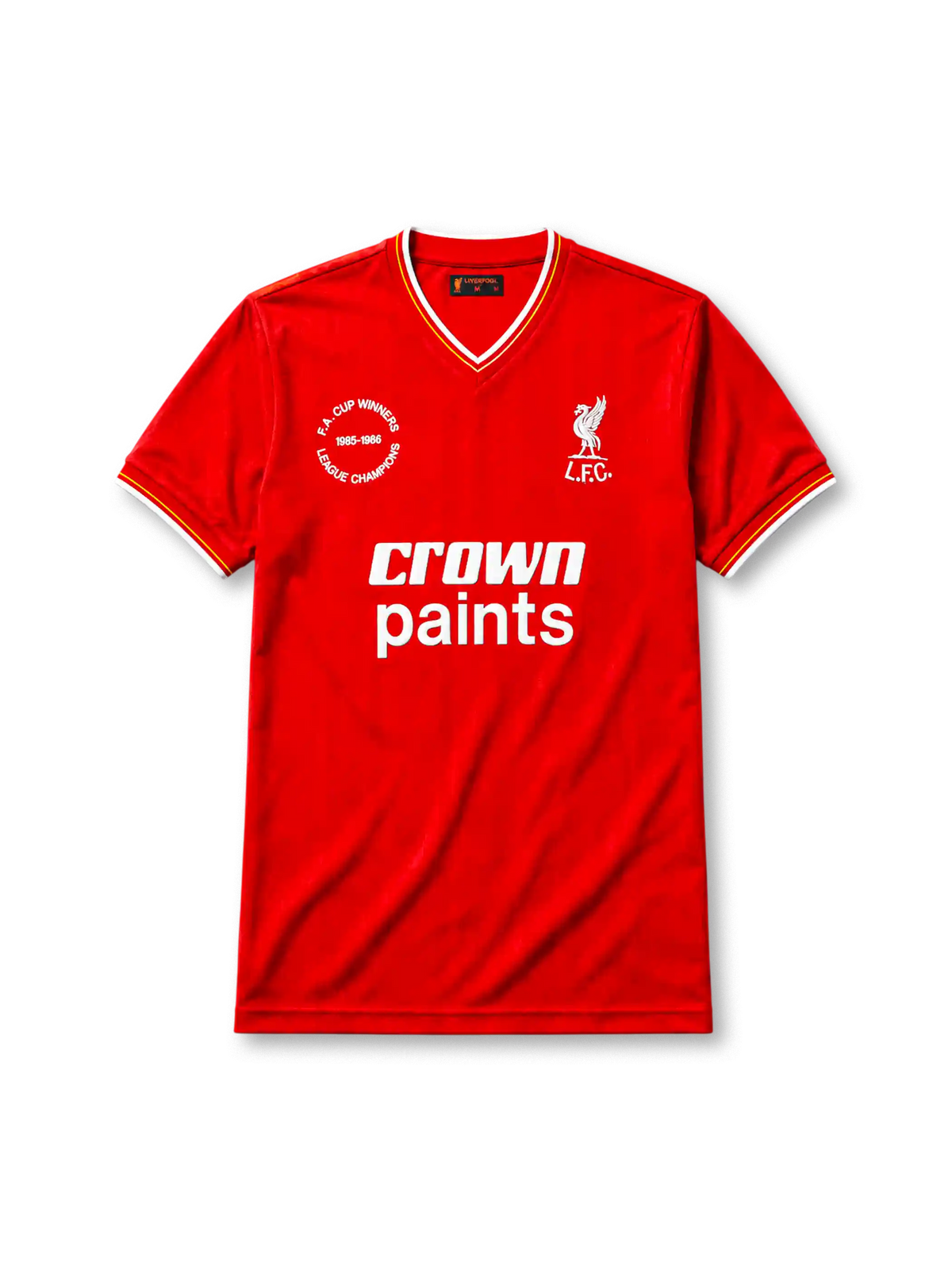 リヴァプールFC 1985/86シーズン ホームシャツ(Crown Paints、二冠達成記念バッジ付き)