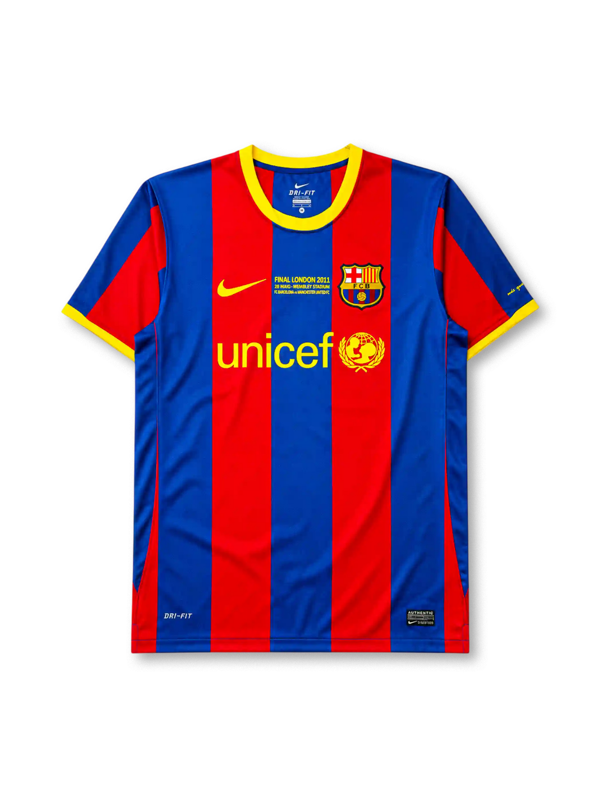 FCバルセロナ 2010-11シーズン ホームシャツ UNICEFスポンサー Nike製 ウェンブリー決勝記念モデル