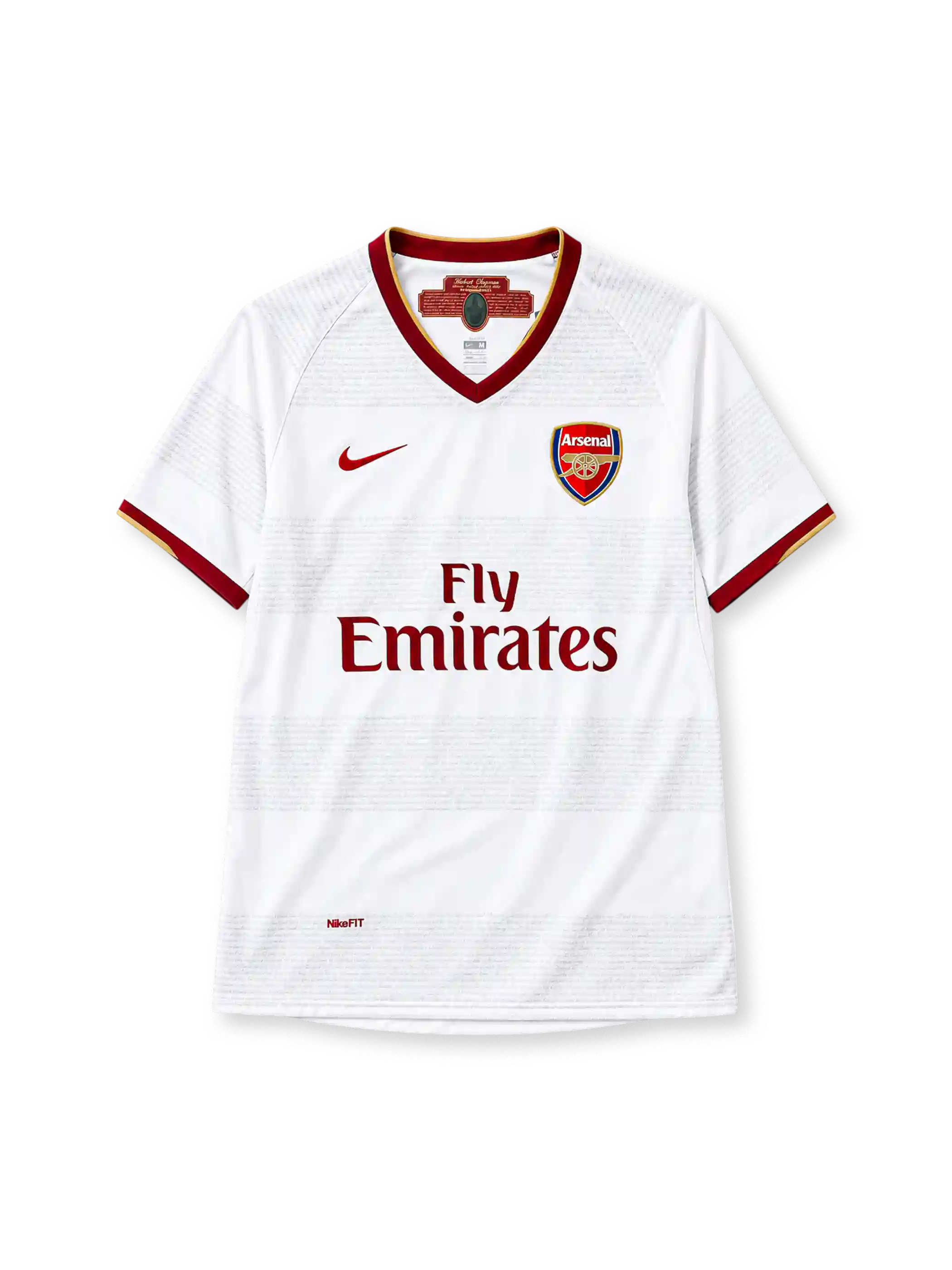 アーセナル 2007/08シーズン アウェイユニフォーム（Nike製、白地、ハーバート・チャップマン襟タグ）