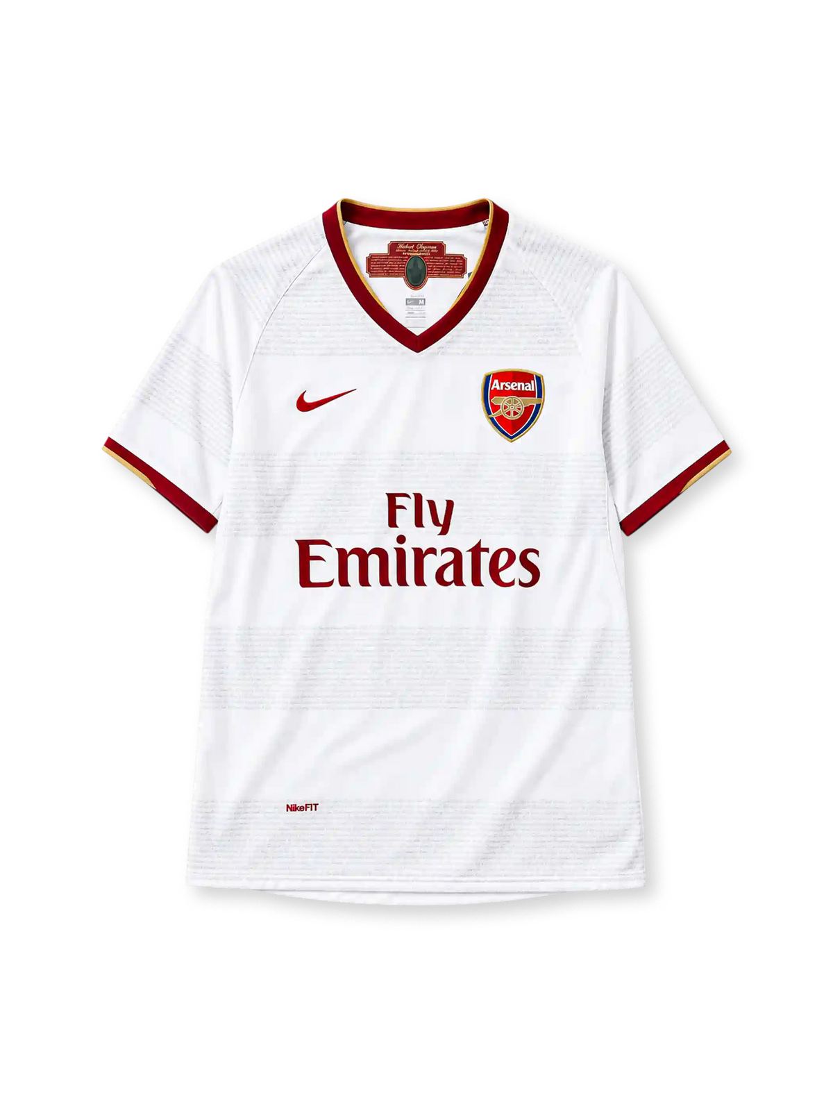 アーセナル 2007/08シーズン アウェイユニフォーム（Nike製、白地、ハーバート・チャップマン襟タグ）