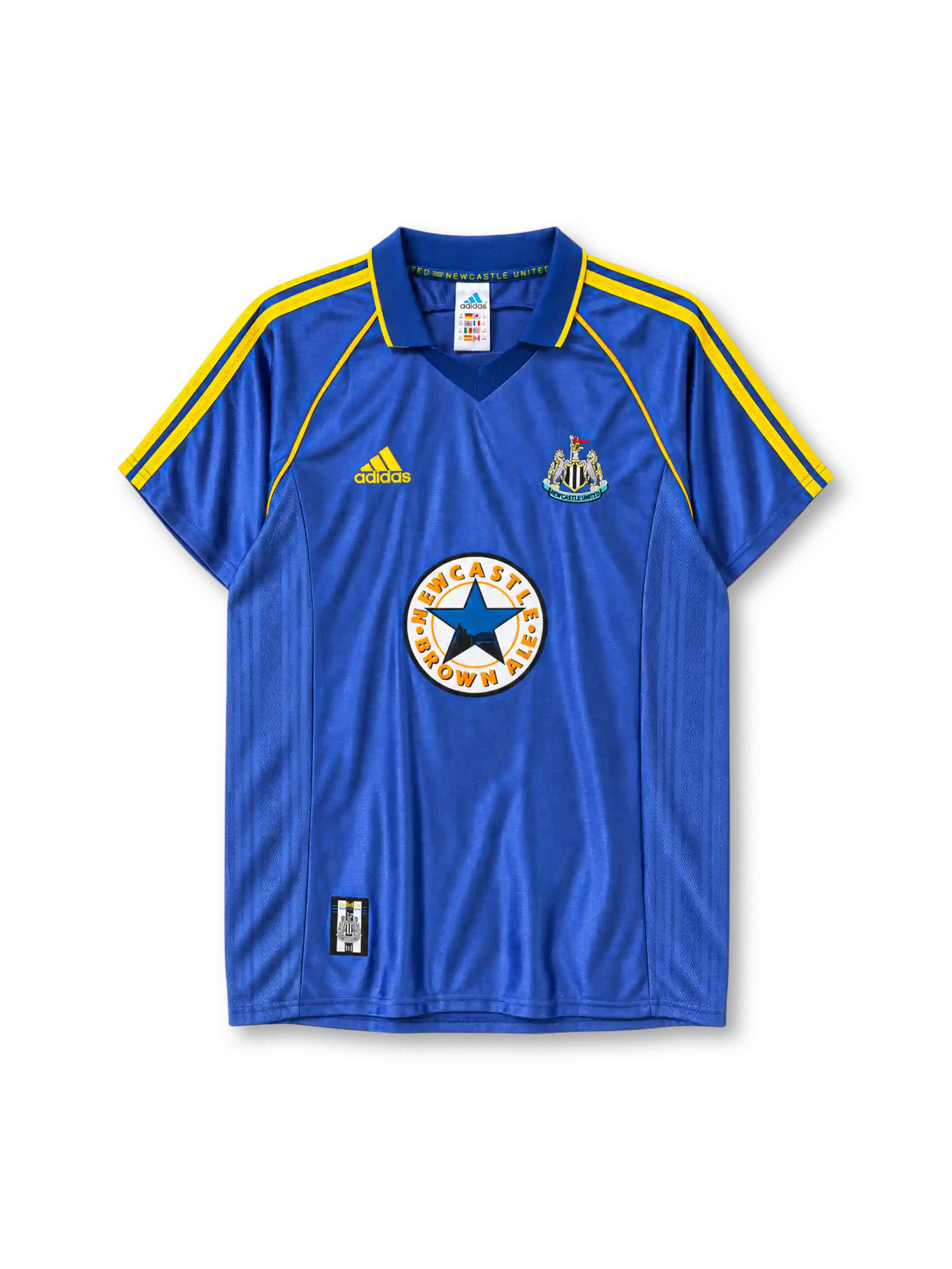 ニューカッスル・ユナイテッド 1998/00シーズン アウェイユニフォーム（adidas製、青地、Newcastle Brown Aleスポンサー）