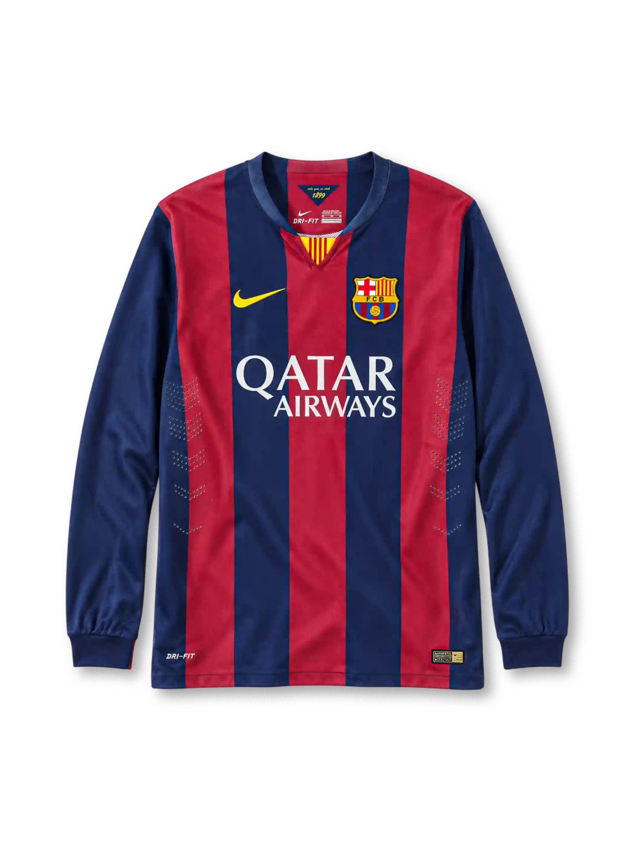 2014-15 バルセロナ ホームジャージ 長袖 Nike Qatar Airways サッカーユニフォーム