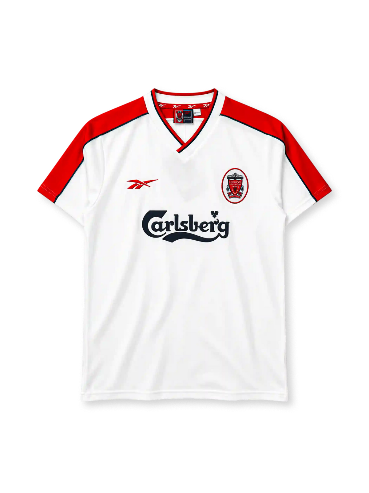 リバプール 1998/99 アウェイユニフォーム 白×赤 リーボック製 Carlsbergスポンサー オーバルエンブレム付き